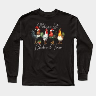 Christmas Chicken Lover Xmas Santa Hat Funny Farm Long Sleeve T-Shirt